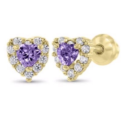 Anting-anting Bayi Stud Hati CZ Berlapis Emas 14K Perak Sterling 925