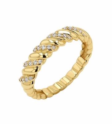 Handmade Twist Classic 925 Sterling Perak Perhiasan Wanita Cincin dilapisi dengan Emas 18K