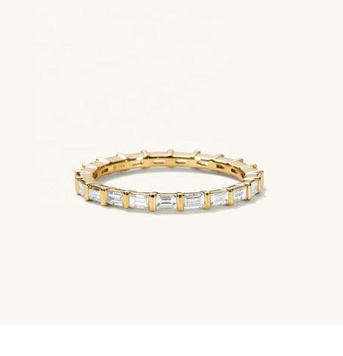 Cincin CZ Putih Cincin Tali Keabadian Baguette Perak Sterling 925