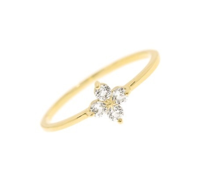 Elegantly 18K emas Vermeil Empat Topaz Batu permata Bunga 925 Sterling Perak cincin