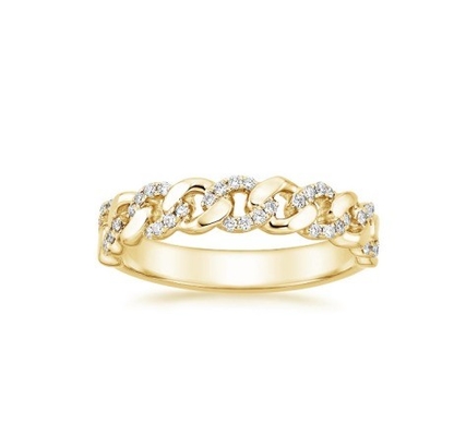 Micron Pave CZ 18K emas dilapisi stacking Chain Link 925 Sterling Perak Wanita cincin