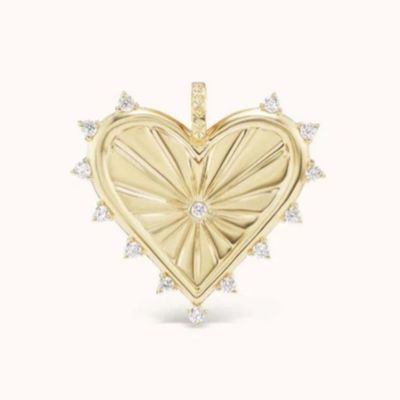 18K Gold Putih CZ Spiked Love Heart Charm Kalung 925 Sterling Silver Pendant