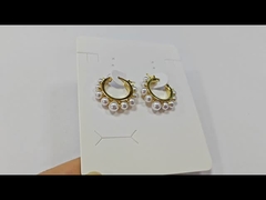 Fashion Kuningan 18K Emas Putih Mutiara Hoop Earrings