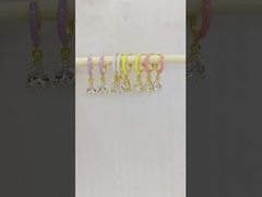 Zirkonia Kubik Putih Potongan Pir & Anting Lingkaran Menjuntai Enamel Merah Muda