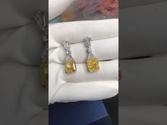 Kuning CZ Drop Earrings Putih Emas Lapisan 925 Kubik Zirconia Drop Earrings