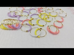 925 Sterling EARINGS 18MM Dia Hoops dengan Hot Pink enamel dan 18K Gold Plating