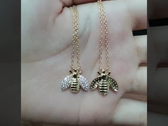 Fashion 18K Gold Plated Bee Pendant Necklace Handmade By 925 Sterling Perhiasan Perak