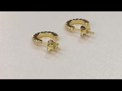 Handmade 18K Gold Plated Mini Cubic Zircon Earrings Open Hoop kecil dengan Princess Cut