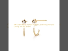 Anting-anting Stud Perak Sterling 925 Bentuk Bintang Berlapis Emas 18K untuk Perhiasan Gadis